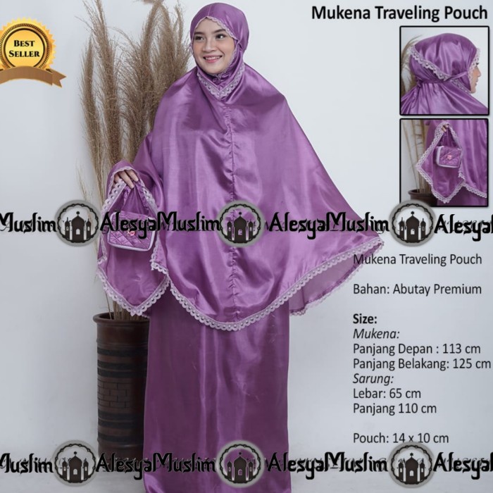 mukena dewasa traveling pouch plus sajadah terlaris bisa cod