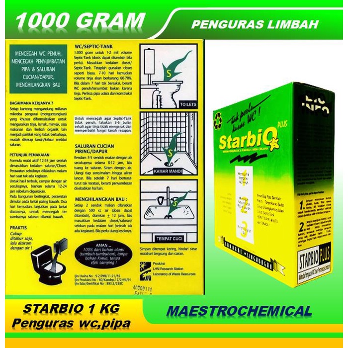 Pembersih Obat Anti Sumbat Wc Starbio @ 1Kg ( Anti Mampet Wc )