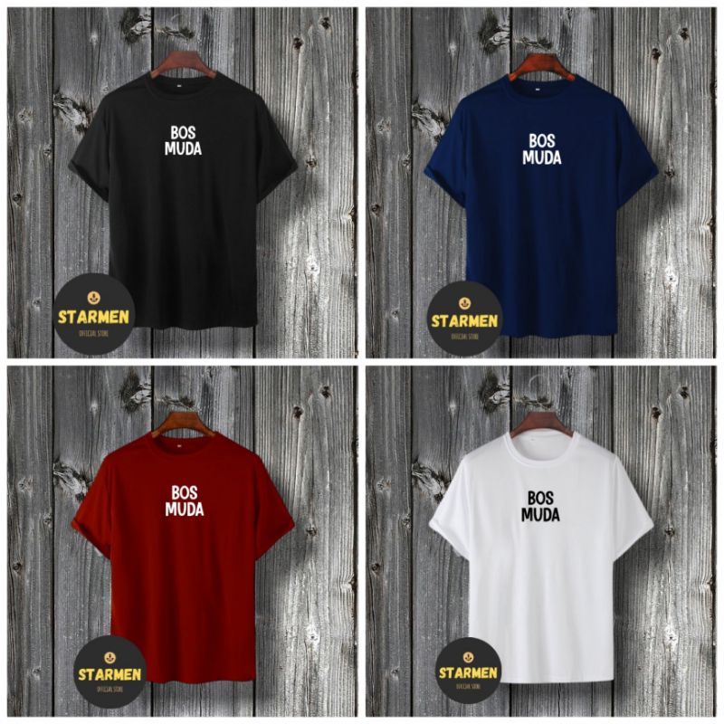 Kaos Distro Unisex BOS MUDA Katun Combed 30s/ sablon polyflex/polyflex premium / Pakaian Pria Wanita Atasan Cowok Cewek /kaos kekinian/ kaos viral/ tshirt tumbrl tee basic/ Kaos kata kata / kaus / kaus oblong oversize kaos murah best seller ready