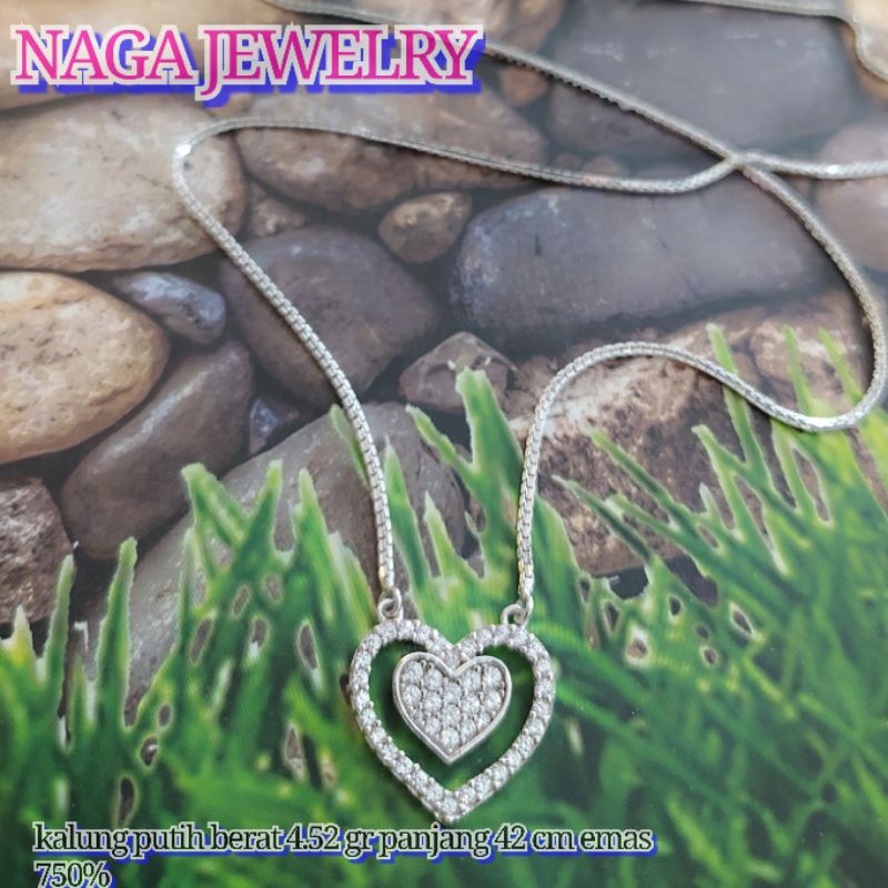 KALUNG PUTIH SET LIONTIN EMAS KADAR 750