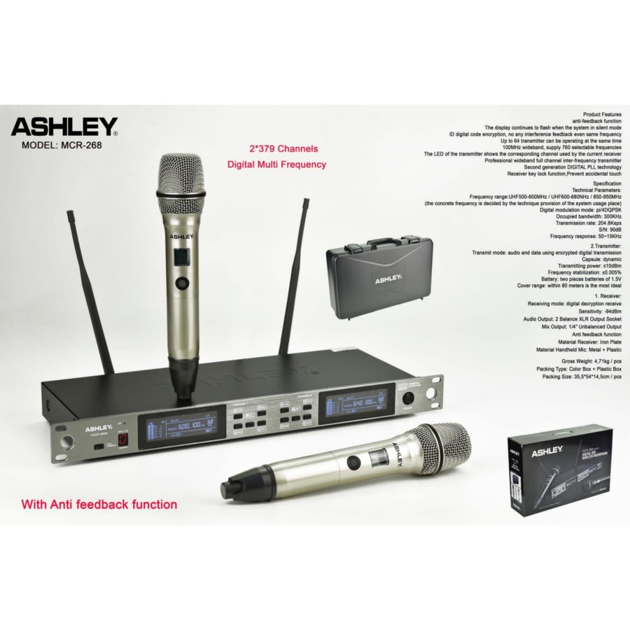 Microphone Mic Wireless ASHLEY MCR 268 ( Handled ) Original