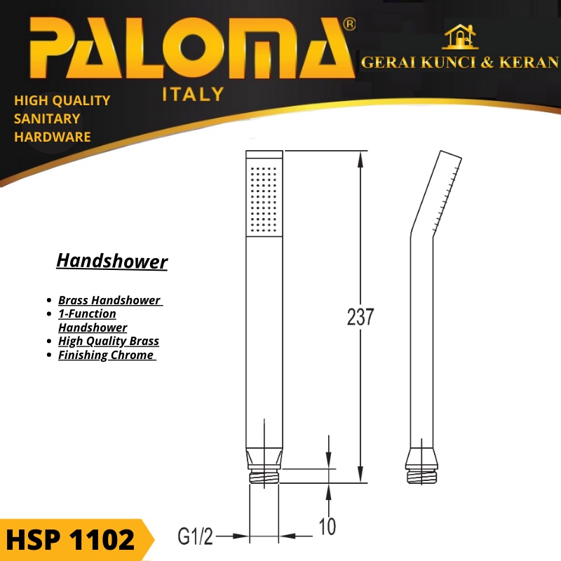 HAND SHOWER PALOMA HSP 1102 BRASS SHOWER GENGGAM PALOMA CHROME