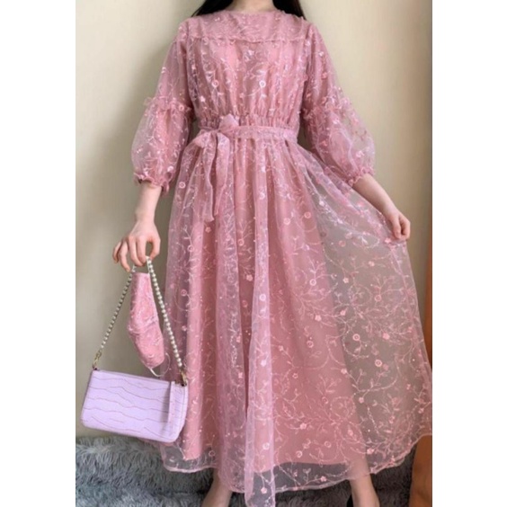 B VS FAYE | GAMIS BRUKAT TILE CANTIK | MAXI WANITA PESTA RESEPSI | GAMIS TILE KONDANGAN MEWAH DAN BE