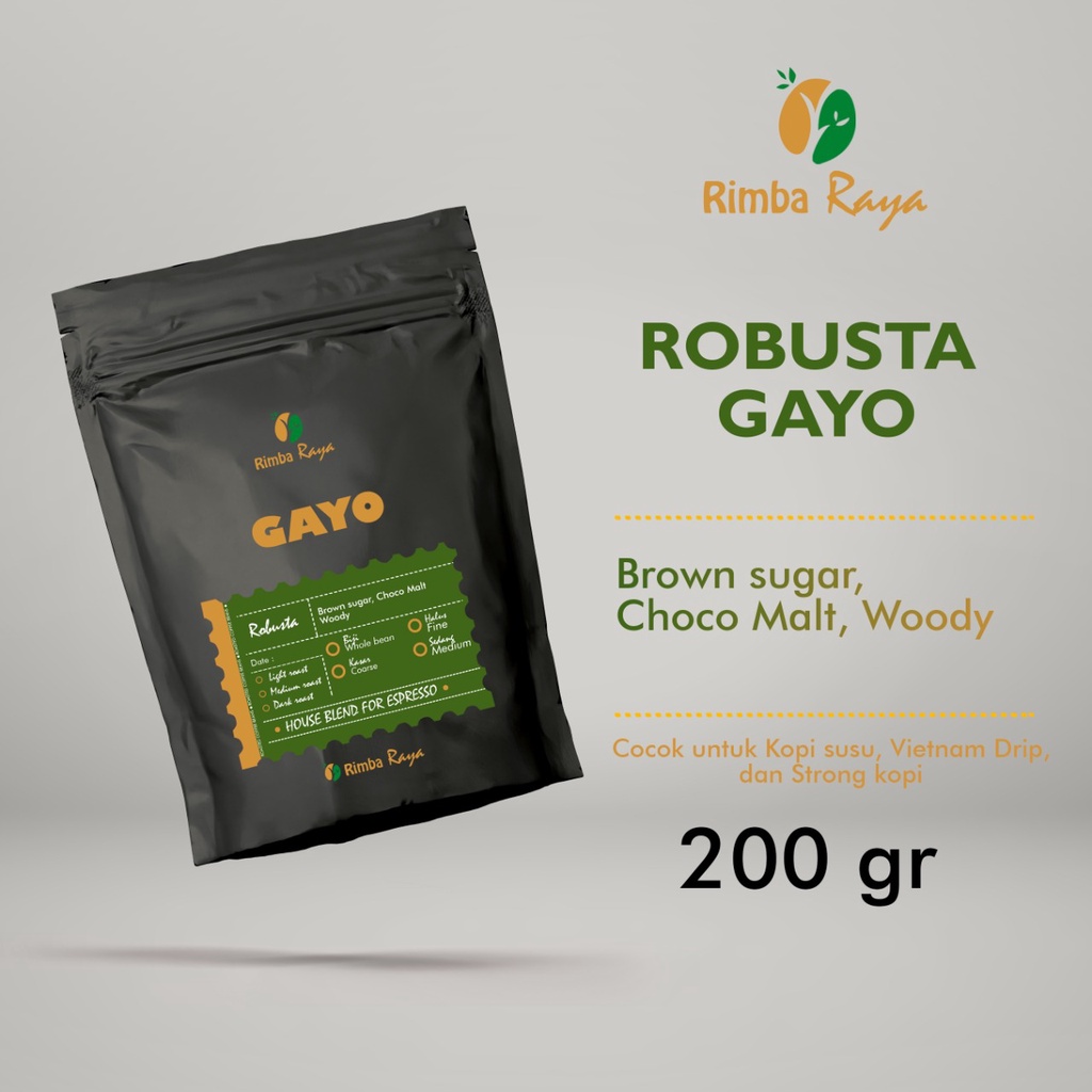 

Biji Kopi FIne Robusta Gayo Roasted Beans Coffee 200gr