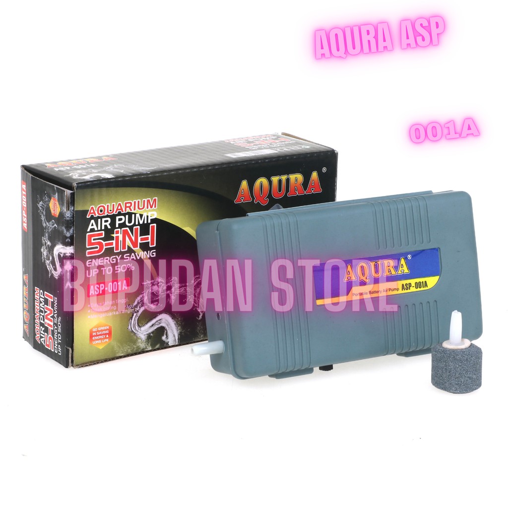 Mesin Aerator Pompa Gelembung Udara Aquarium DC Baterai AQURA ASP 001A