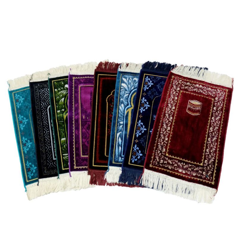 Sajadah anak/sajadah kecil muka travel turki bludru ukuran 35x65 cm-2