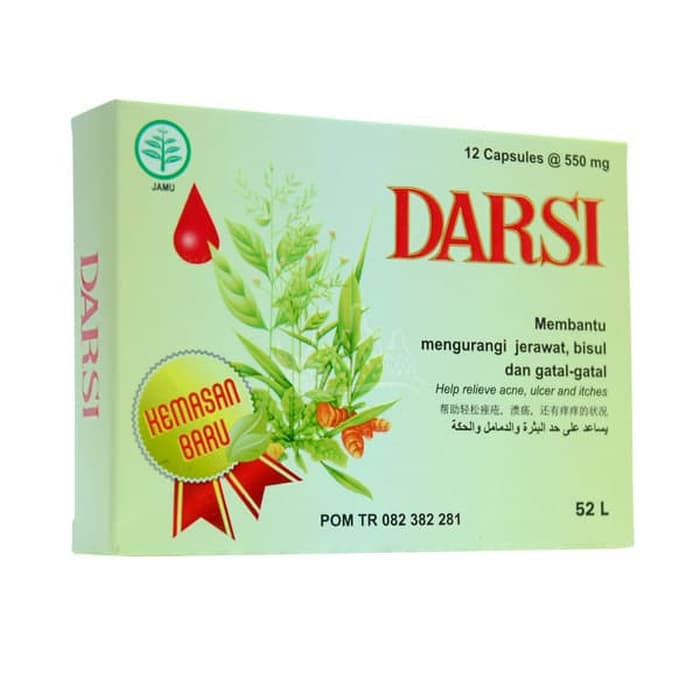 DARSI 12 KAPSUL - Borobudur Herbal - Mengurangi jerawat, bisul dan gatal-gatal