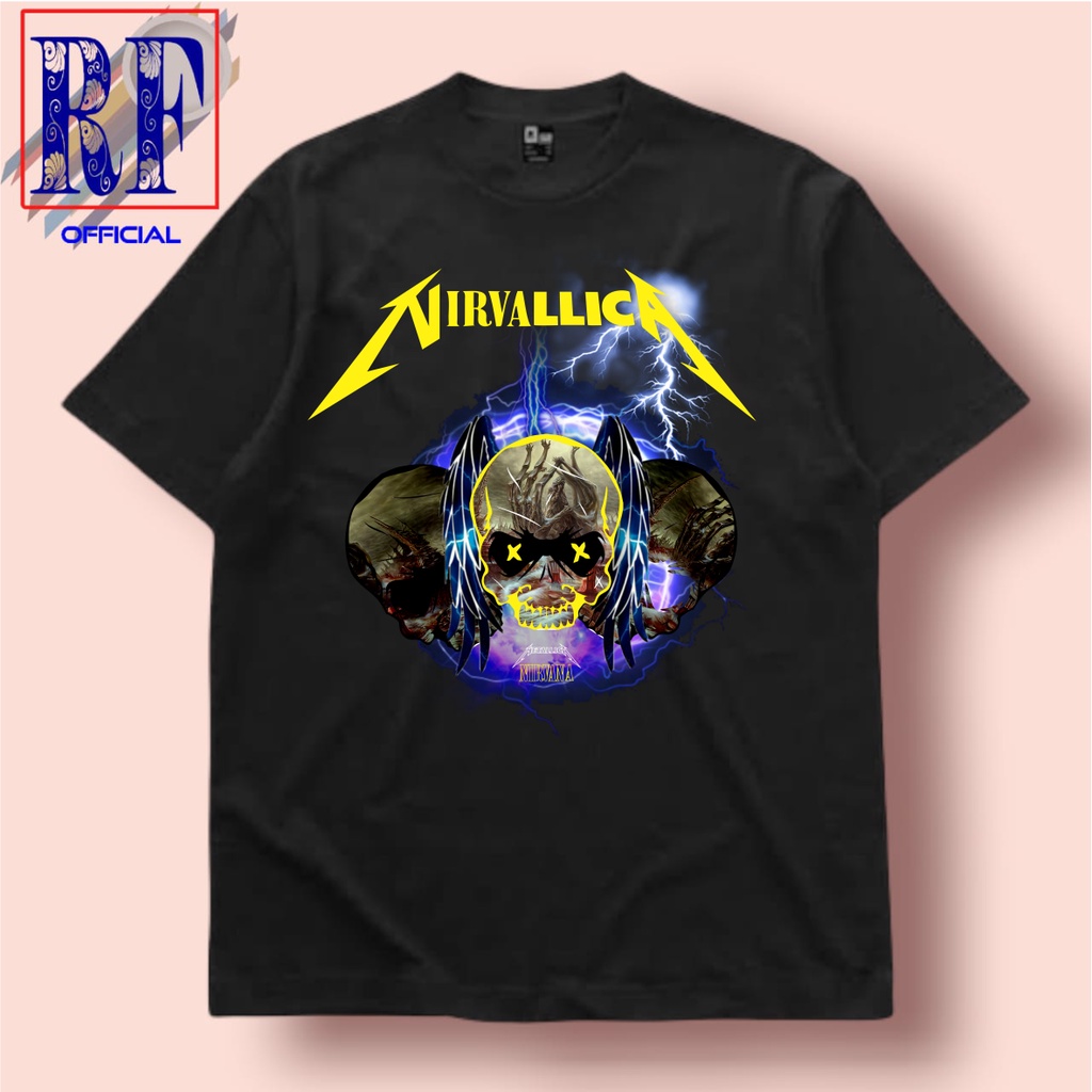 KAOS Band Nirvana X Metallica DISTRO - Baju Vintage Metallica X Nirvana NIRVALLICA / TSHIRT / HITAM 
