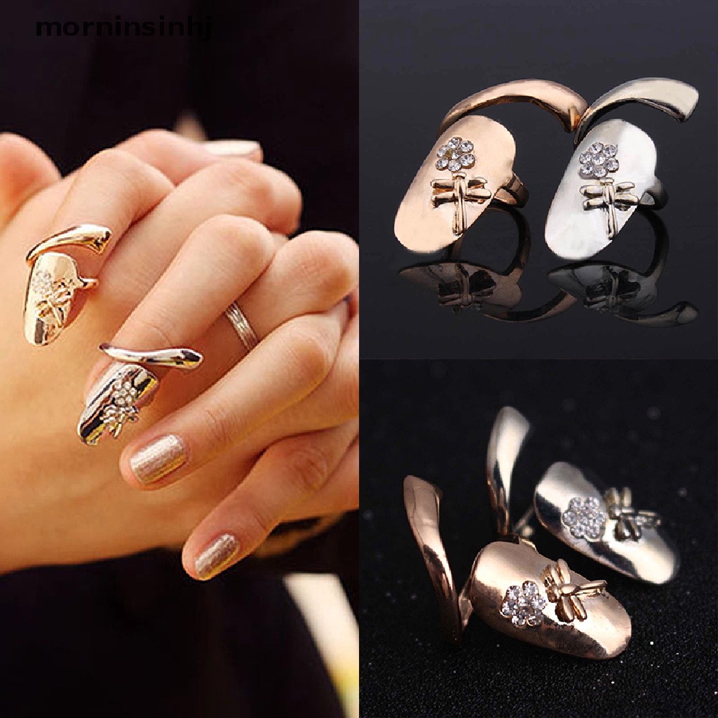 Mornin 1 Pc Cincin Model Capungbunga Hias Berlian Imitasi 2 Warna Untuk Wanita