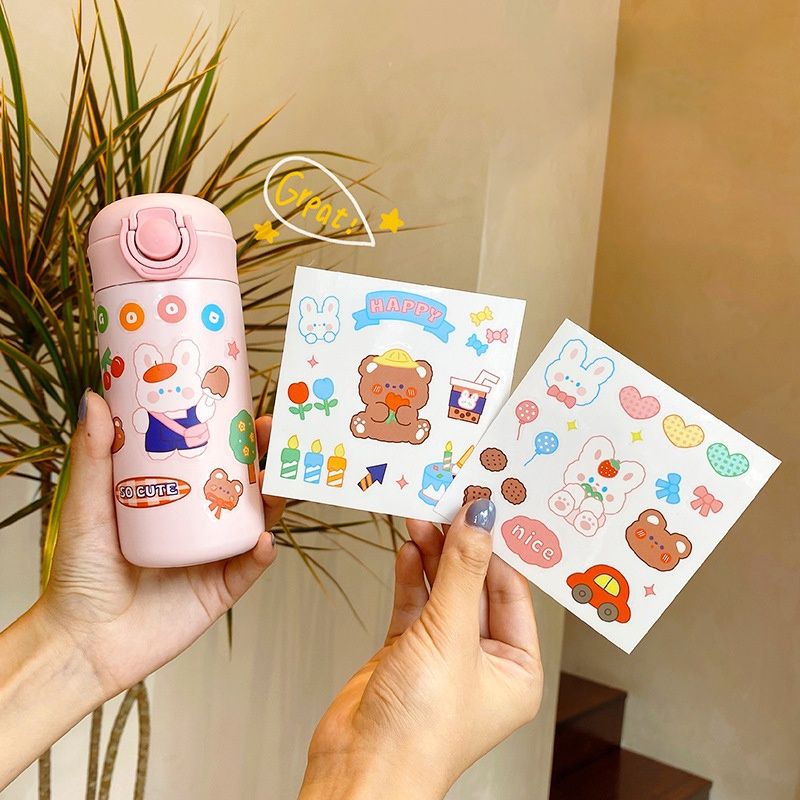 

Floralwhite 1 lembar stiker lucu bear rabbit dekorasi jurnal planner hias diary scrapbook bujo stickers