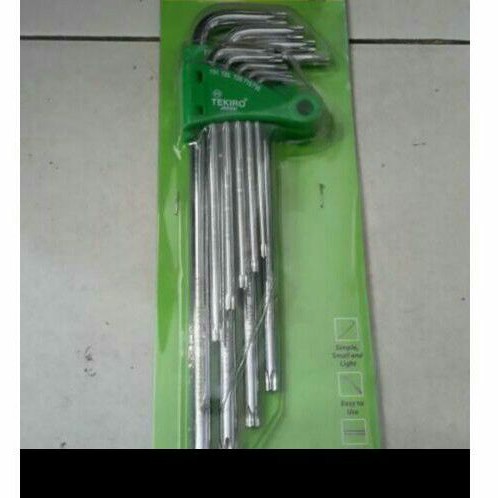 tekiro HK TO1205 kunci L bintang set 9 pcs tanpa lubang torx key set