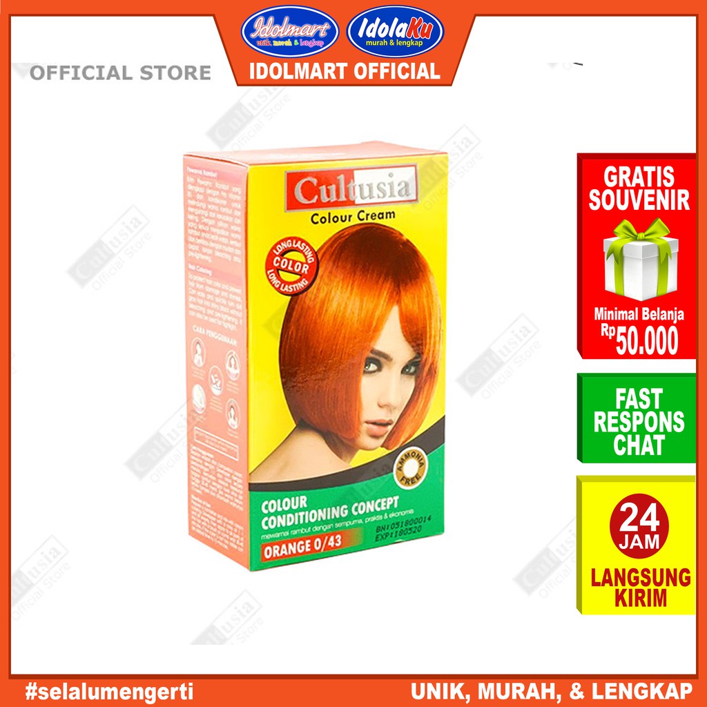 IDOLAKU Pewarna rambut Cultusia Hair Color Orange 0/43 30 ML