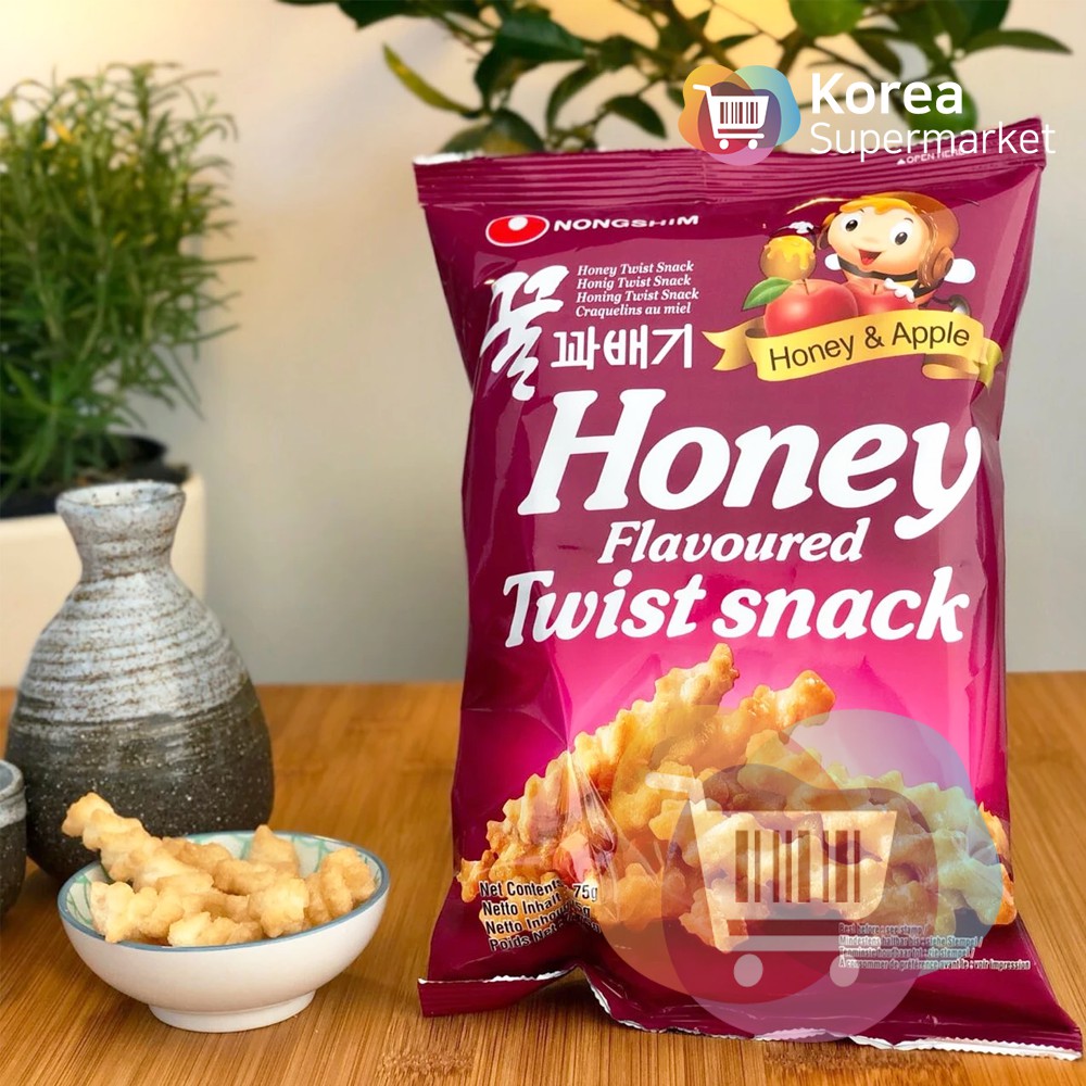 Nongshim Honey Twist Snack- Makanan Ringan Rasa Madu Dan Apel 75gr