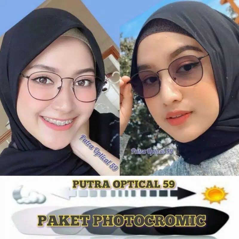 PROMO!! Kacamata 8261 pria dan wanita sudah termasuk photocromic antiradiasi frame besi kotak 1947