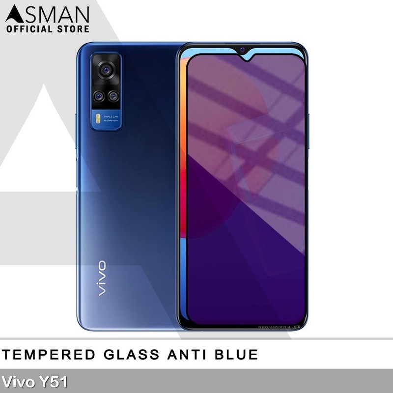 Tempered Glass Blue Light Full Lem VIVO Y51 Anti Radiasi Screen Protector