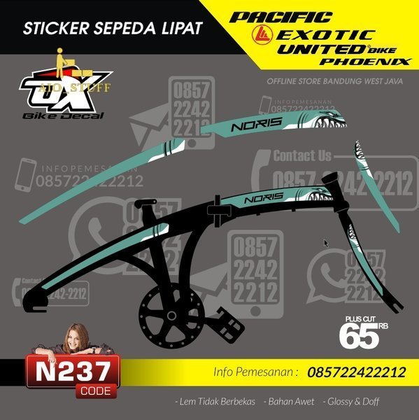 Stiker Sepeda Lipat PACIFIC EXOTIC UNITED ODESSY PHOENIX Sticker FRAME SELI