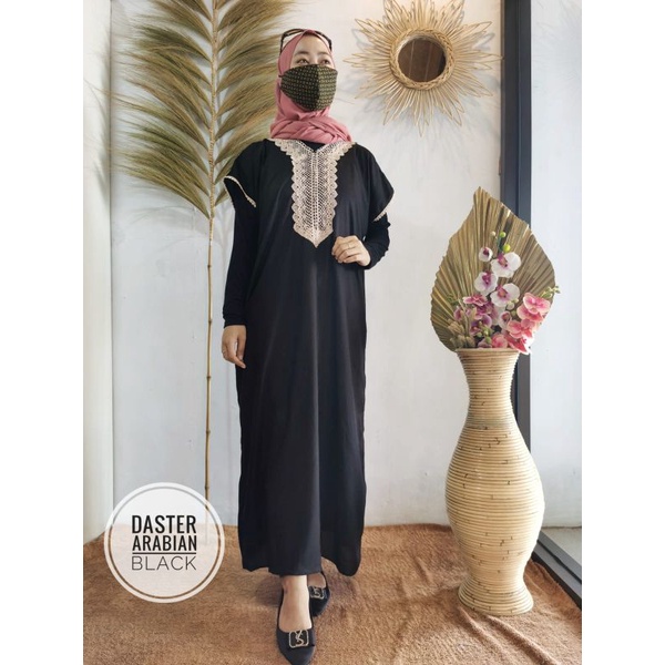 DASTER ARABIAN GAMIS RENDA RAYON SUPER LENGAN PENDEK SANTUNG TEBAL BUSUI