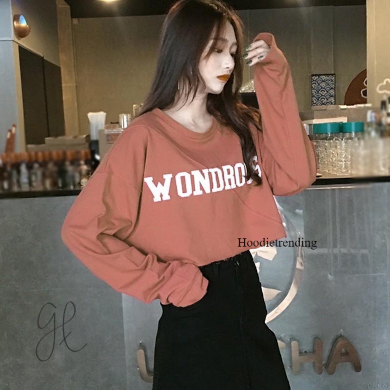 Hoodietrending - [Cod] Sweater Crop Wondrous Tumblr 14 Warna Allsize & Oversized Korean Style Terlaris
