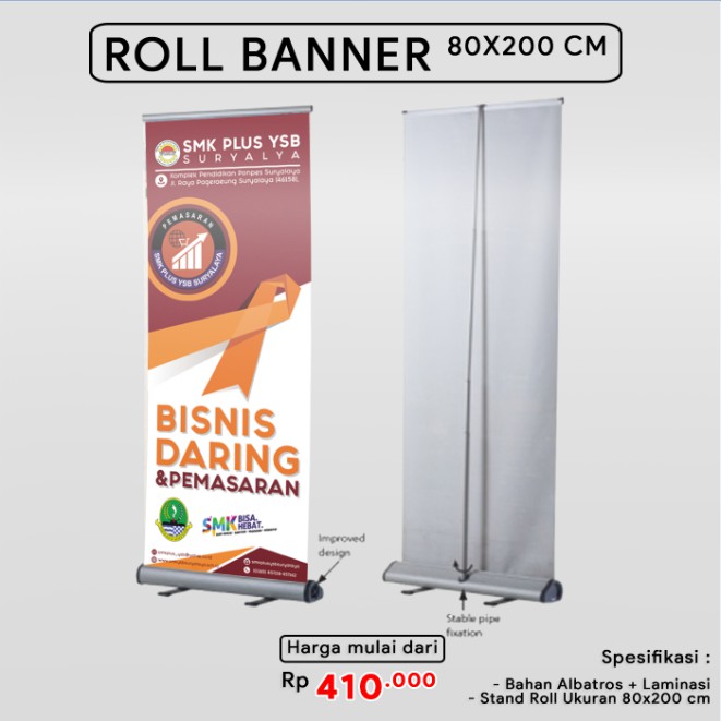 Cetak Print Roll Up Banner Alumunium Uk 60 X 160 Dan 80 X 200 Shopee Indonesia