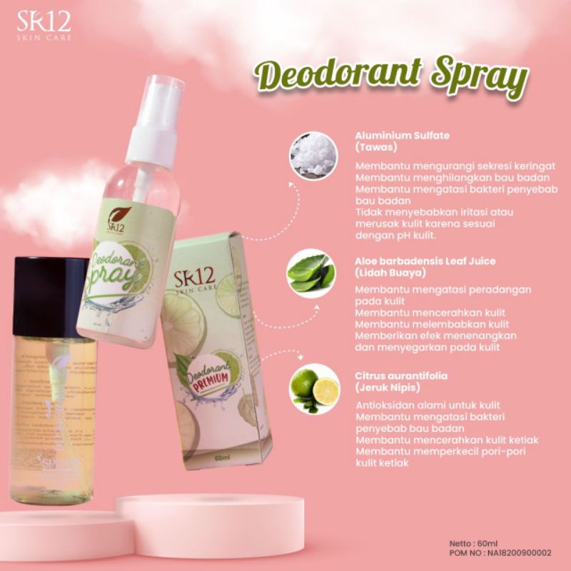 Deodorant Spray SR12 60 ml Deodorant Terbaik Tawas Cair Menghilangkan Bau Badan Tidak Sedap Dan Memutihkan Ketiak Herbal BPOM Best Seller Indonesia