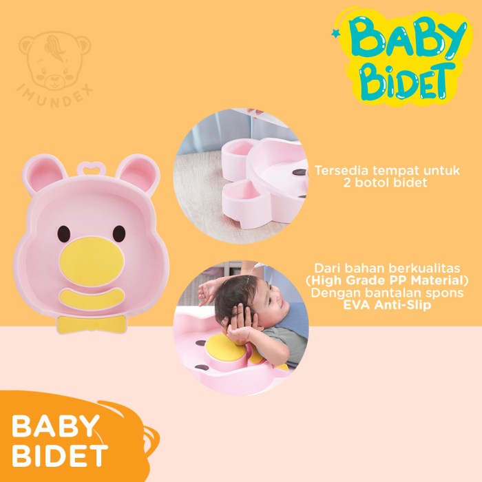 Bayi-Kolam-Bathtub- Bidet Bayi Alat Pencebok Pembersih Pantat Bayi Rambut Imundex - Merah Muda