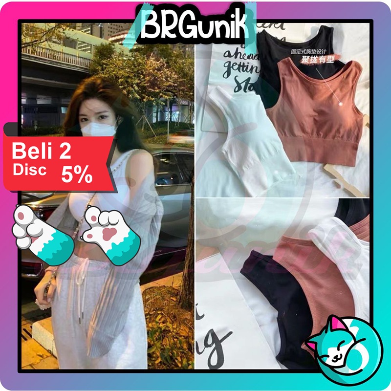 BRGUNIK Bra Sport Wanita Dengan Tali Strap Dan Bahan Tipis Bergaya Sporty B051