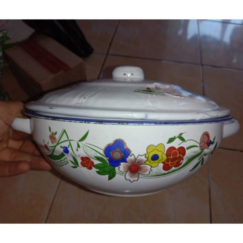 Baskom/mangkuk sayur besar 16/18cm enamel jadul vintage