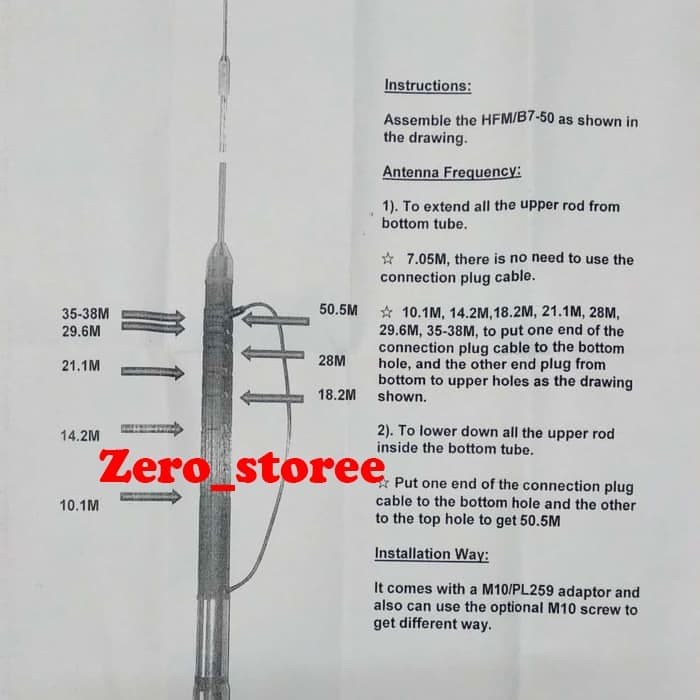 MB07 HFM B7 50 Antena Mobil HF 7.05-50.5MHz 130W Radio HF SSB Section ANTENA Antenna