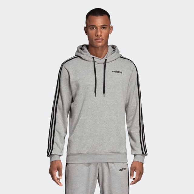 Adidas Men Essentials 3-Stripes Hoodie Grey Original