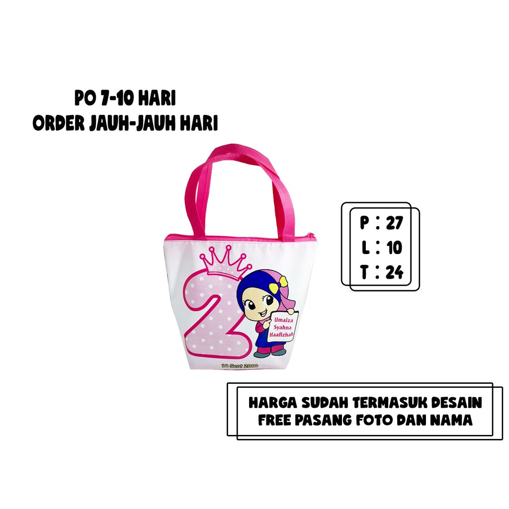 

Tas Souvenir Ultah Trapesium Medium Custom