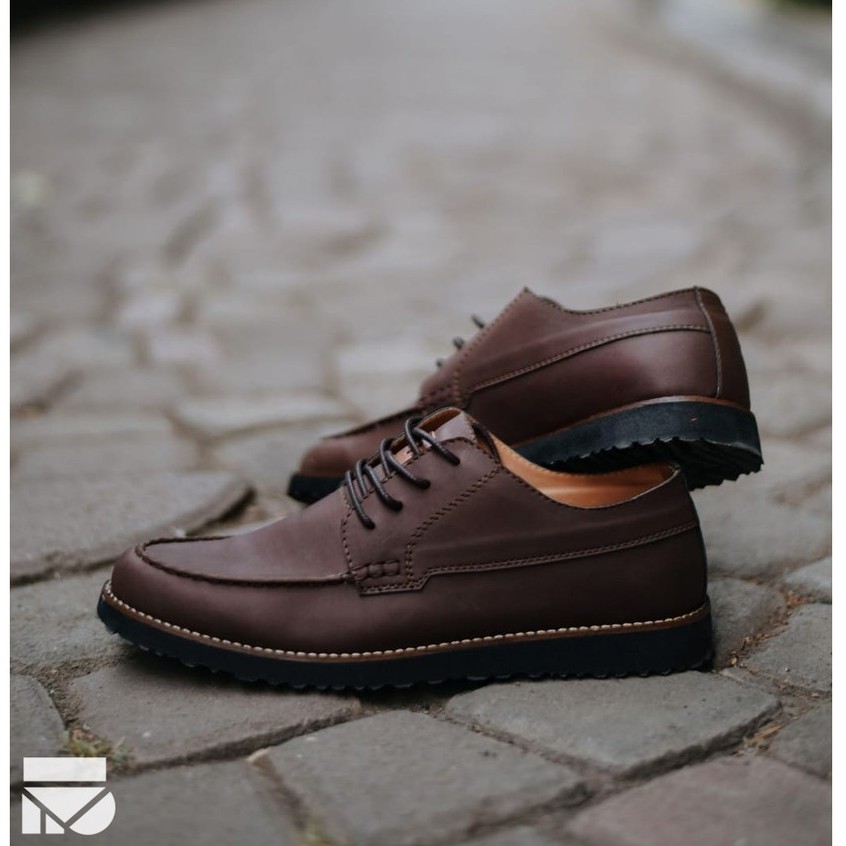 Sepatu Vintage Klasik Pria Cowok Men Derby Sporty Original Footwear | Costa Brown | FORIND x FSTP