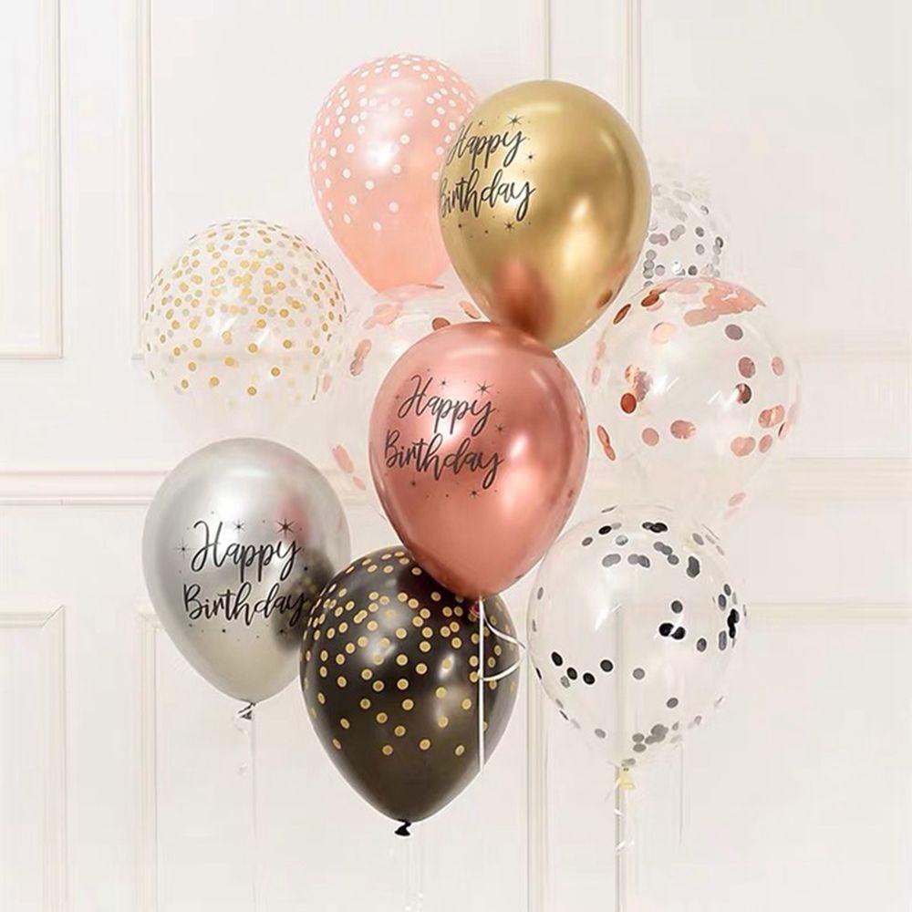 Balon Logam Agustina 50 Pcs Lateks Motif Dicetak Matte Helium Perlengkapan Pesta Happy Birthday