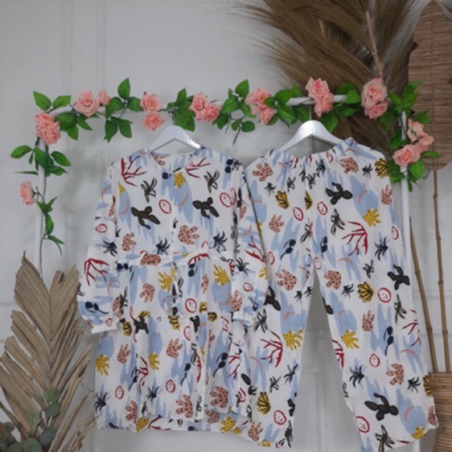 Setcel katun rayon || piyama katun rayon || setelan rayon