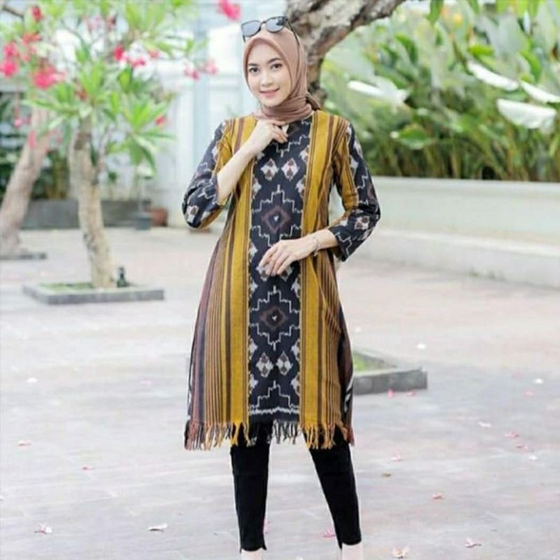dress tenun wanita, dress muslimah, dress modern, tunik tenun wanita, tunik muslimah, tunik modern