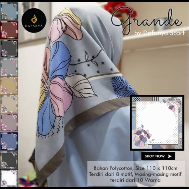 Hijab jilbab Scraf segiempat Grande by Dafanya HIJAB MOTIF POLYCOTTON