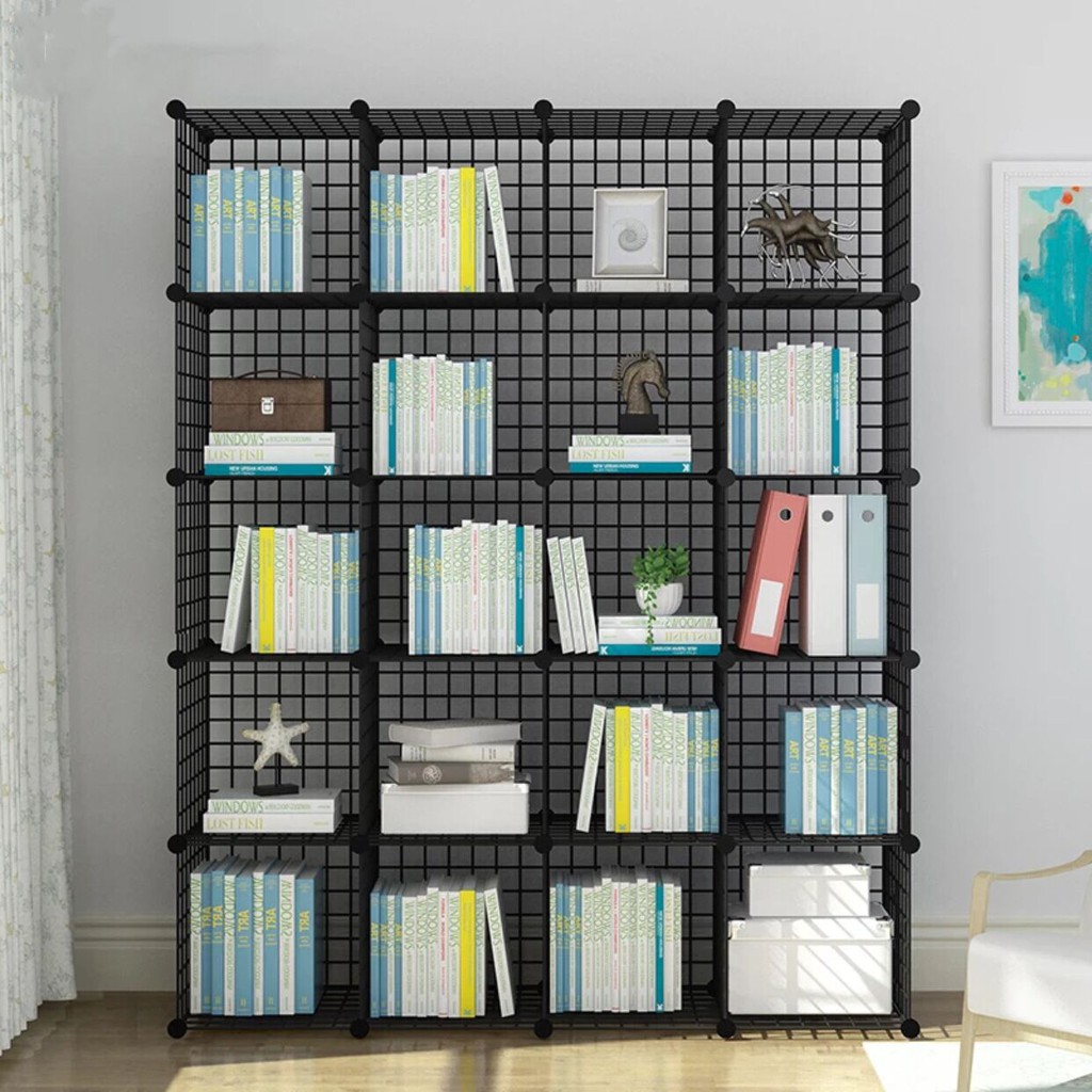 Rak buku rak besi rak serbaguna rak toys storage box lemari susun rak besi pot bunga 20 kotak