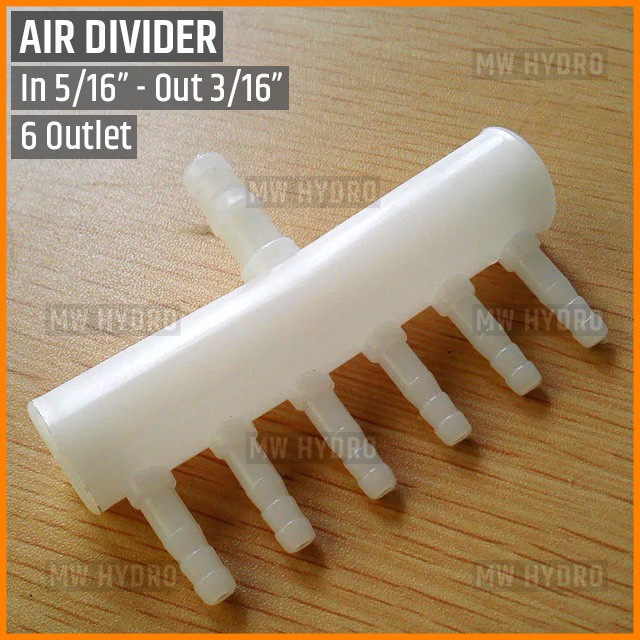 Air Flow Divider / Manifold Pembagi Udara, 6 Outlet, 5/16&quot; ke 3/16&quot;