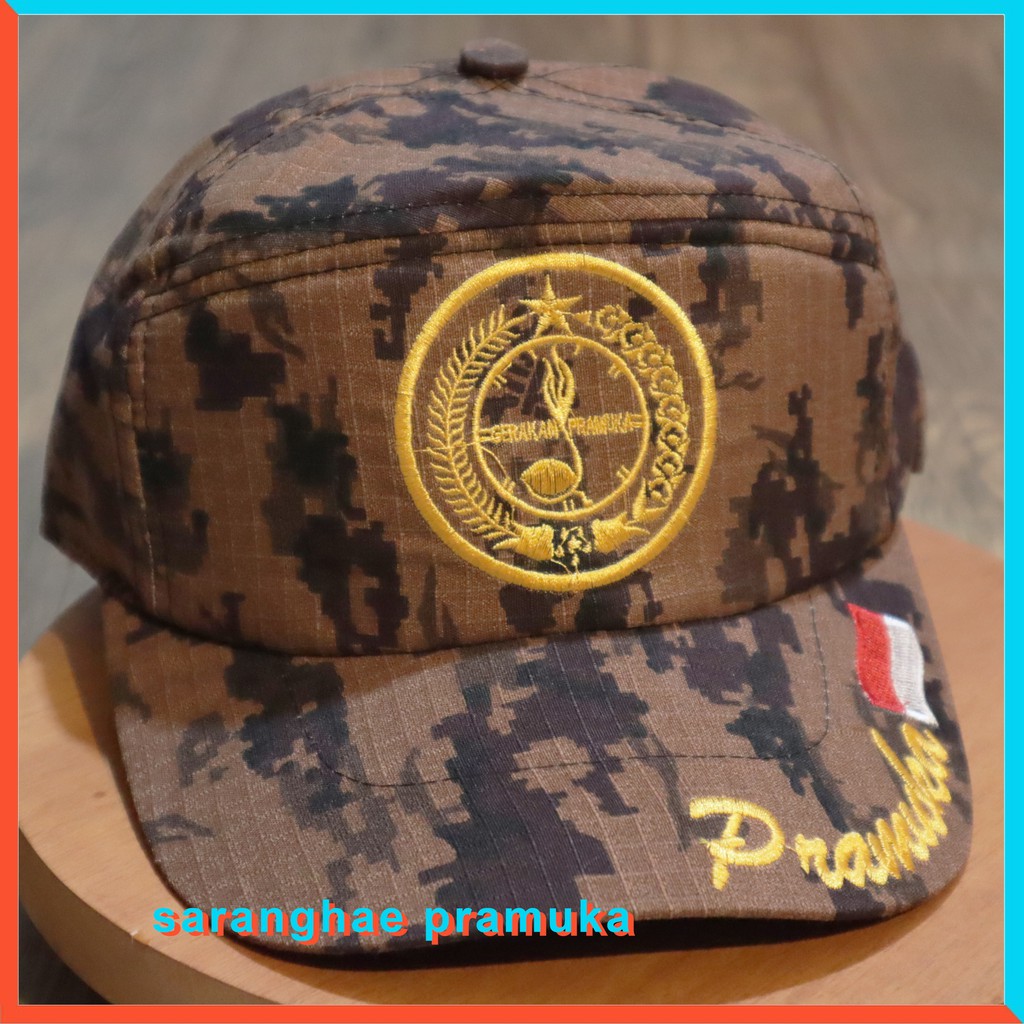 Topi Pramuka Loreng Doreng Double Mesh