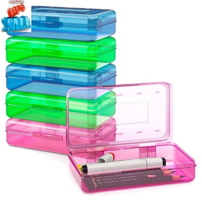 

6 PACK KOTAK PENSIL BAHAN PLASTIK KAPASITAS BESAR DENGAN TUTUP SNAP UN DFD6546E
