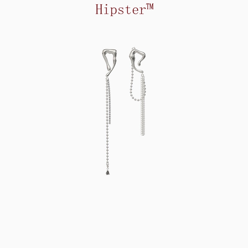 Cold Wind Spider Tassel Asymmetric Design Long Advanced Generous Earrings