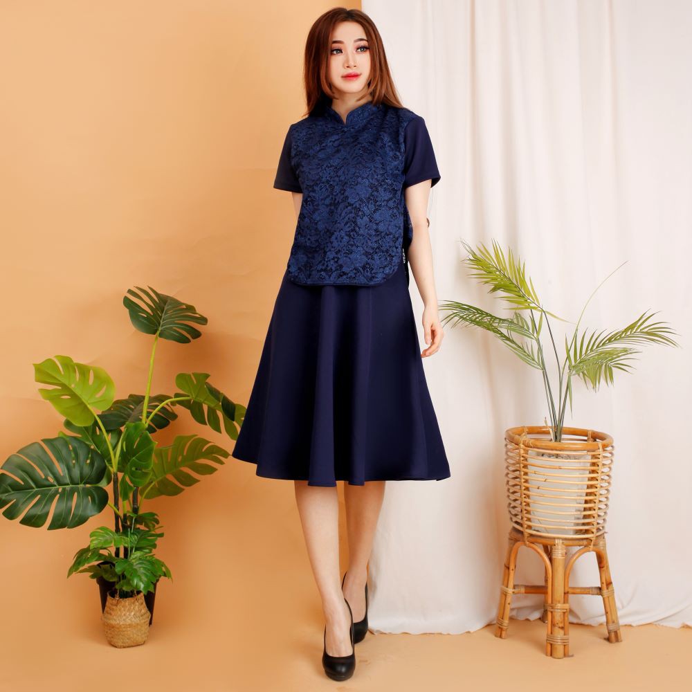 Kathryn collection #140, DRES SCUBA IMPORT PREMIUM KOMBINASI BRUKAT GLITER IMPORT