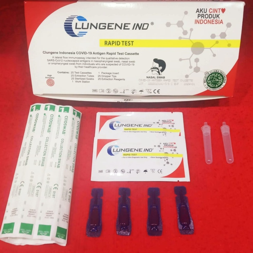 Rapid Test Swab Antigen Original Lungene Merah Alat Tes Virus 1 pcs