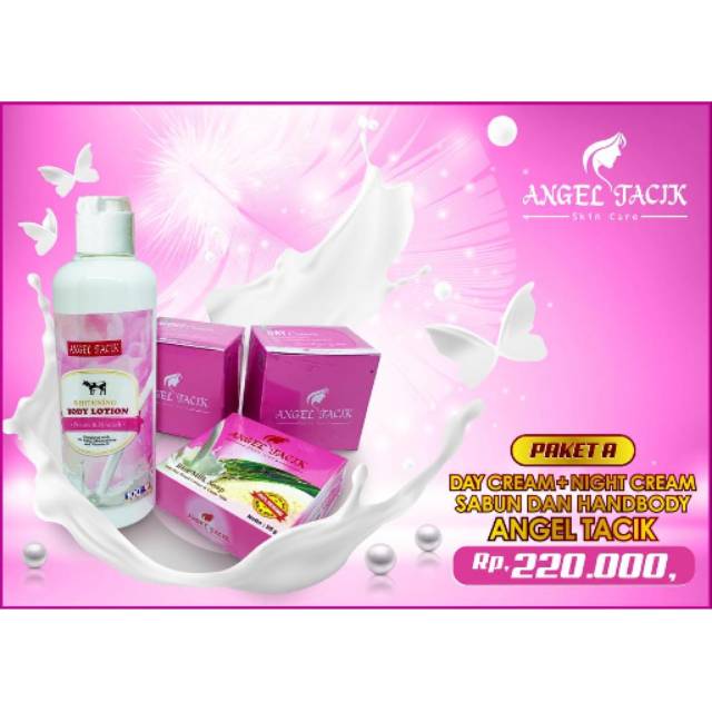 PAKET LENGKAP ANGEL TACIK (ISI DAY&NIGTH CREAM,SABUN,HANDBODY MASINGMASING 1PCS)