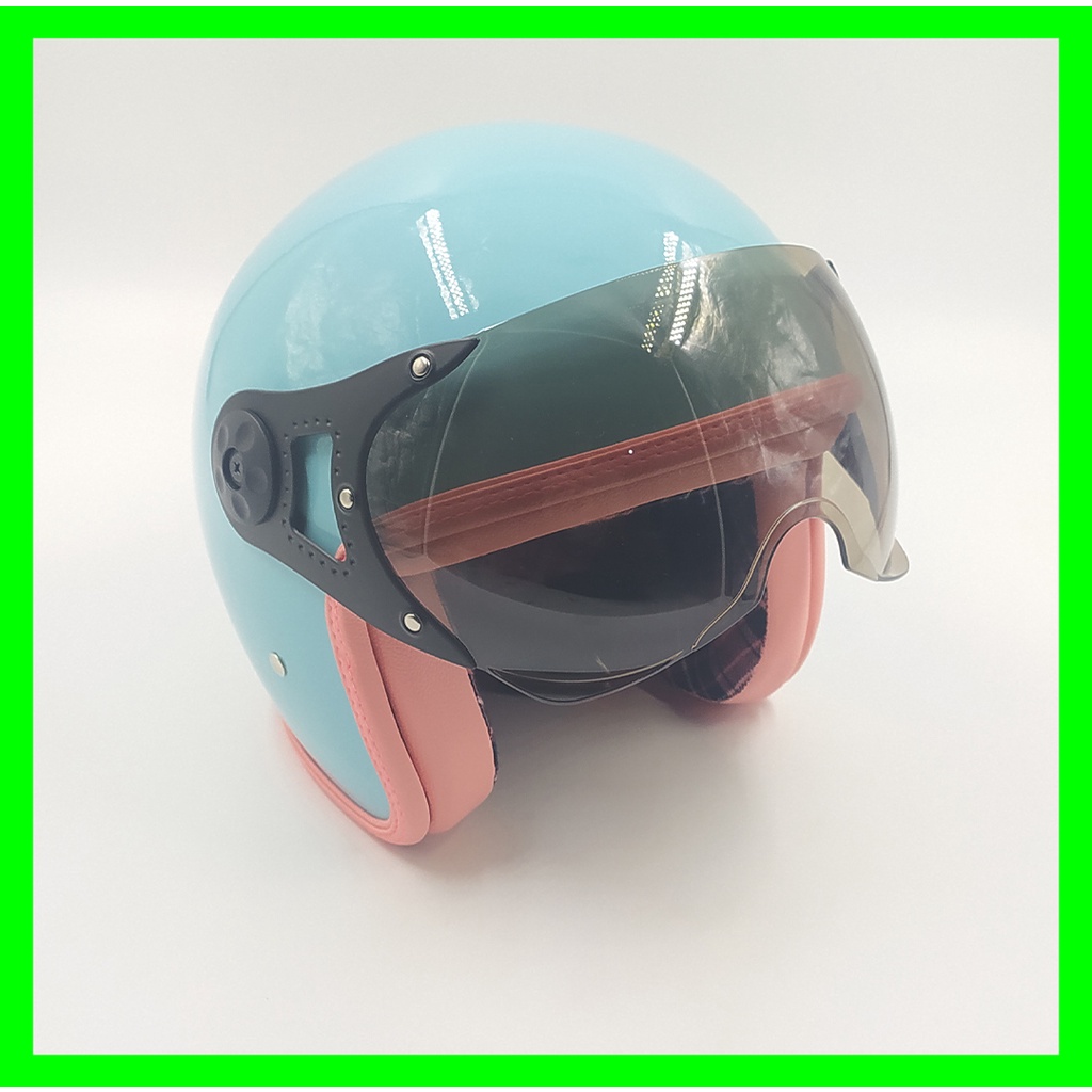 Helm Retro Wanita SADA ROSA NEW FLANEL TOSCA GREEN PASTEL