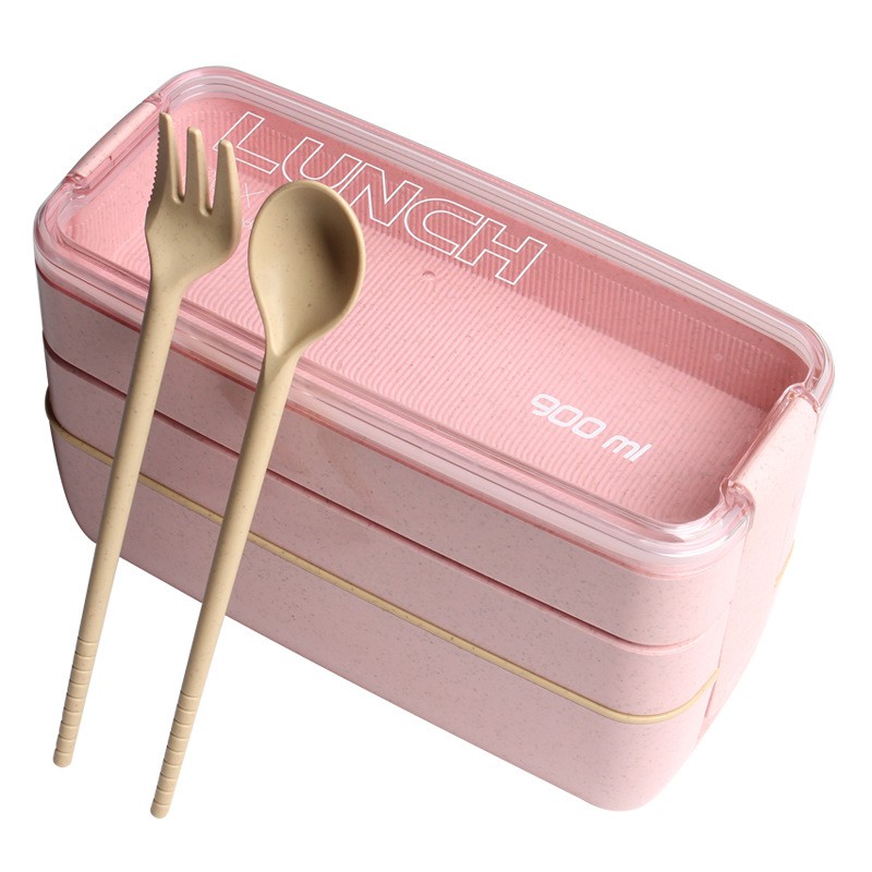 MARKASSHOP66--Lunchbox Susun 2 &amp; 3 Susun WHEAT STRAW/Kotak Bekal Makan Lunch box Bahan Serat Gandum 900 ml