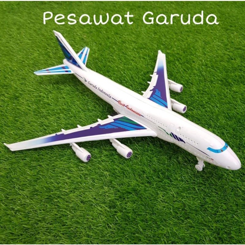 Mainan Pesawat Terbang Besar Garuda Indonesia Pull Diecast Miniatur Pesawat dengan Roda Bisa Berjala
