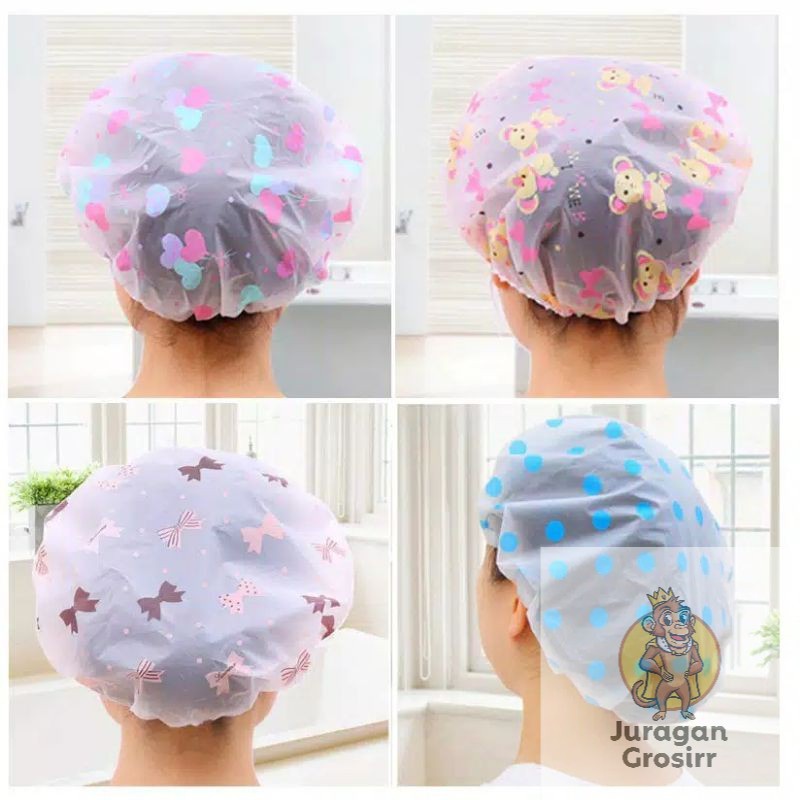 JG - SHOWER CAP - SHOWER CAP KARAKTER MANDI - PELINDUNG RAMBUT - PENUTUP KEPALA RAMBUT TOPI KERAMAS