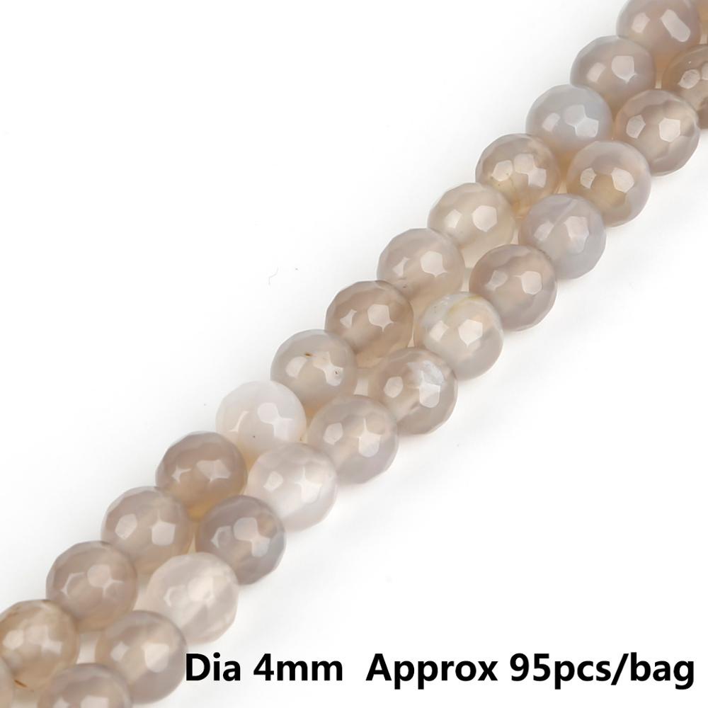 36-95 Pcs Faceted Bead 4 6 8 10 Mm Batu Alam Abu-abu Manik-manik untuk Membuat Perhiasan Temuan Kalung Gelang Anting-Anting Temuan