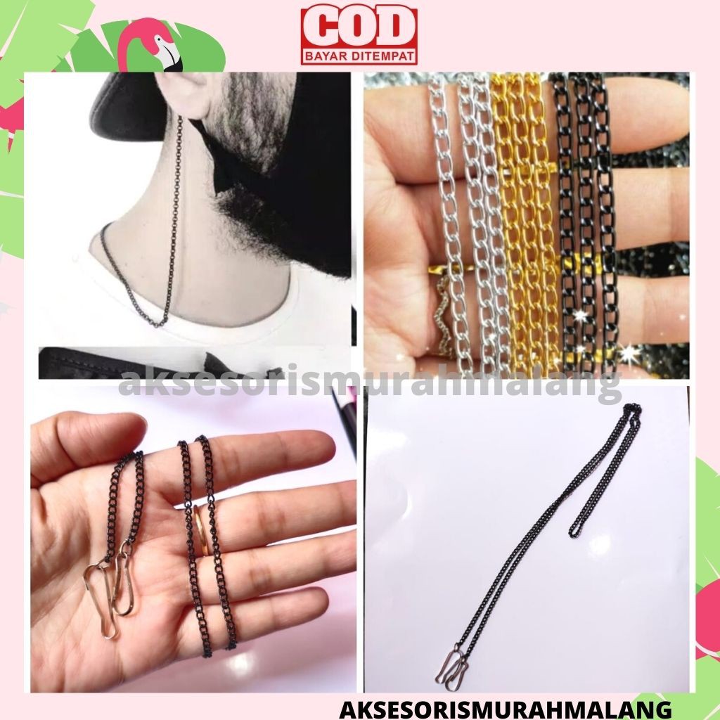 STRAP MASKER RANTAI WARNA HITAM / GANTUNGAN MASKER RANTAI WARNA HITAM