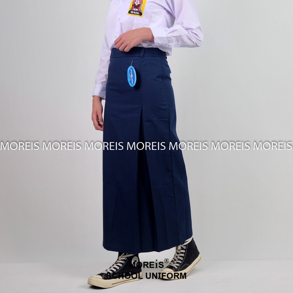 Seragam Rok Span Panjang Biru SMP Bahan Famatex